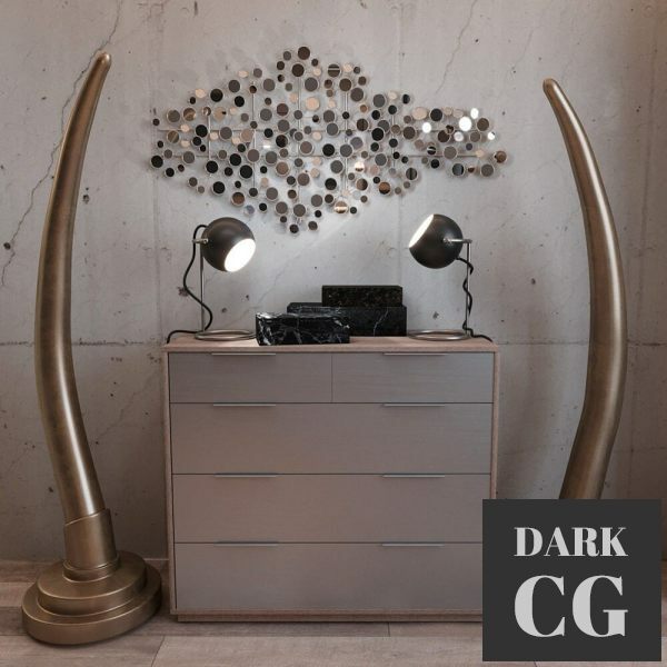 3D Model Harper Blvd metal wall sculpture RH Set