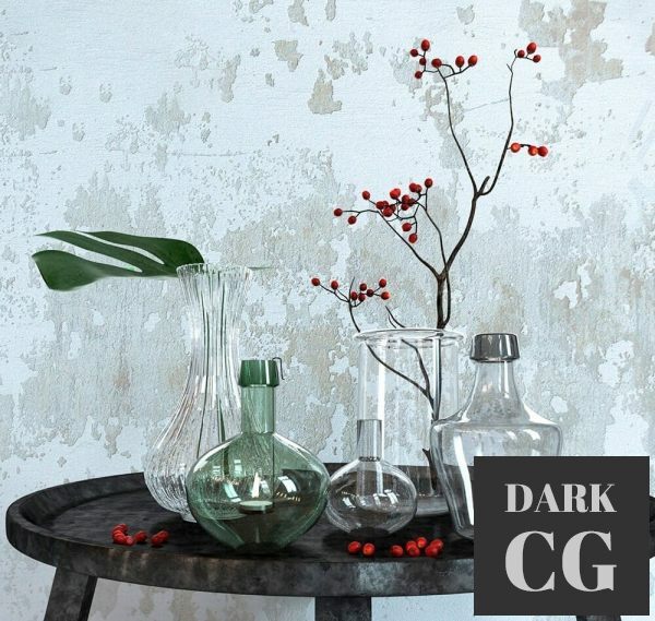 3D Model Decor with flowers
