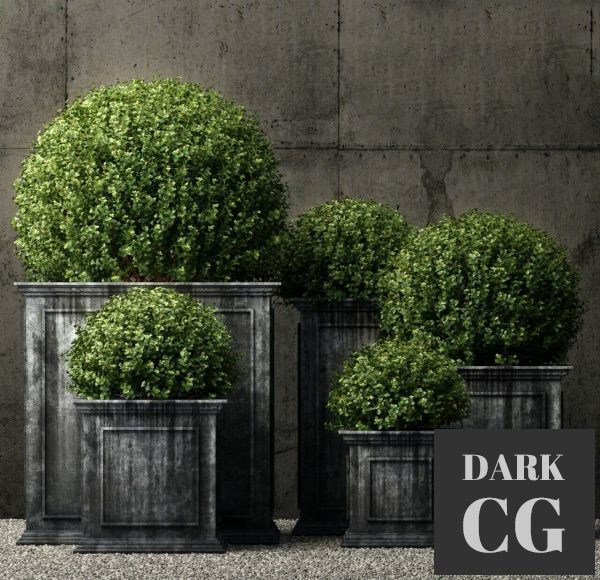 3D Model Restoration Hardware estate zinc framed panel planters