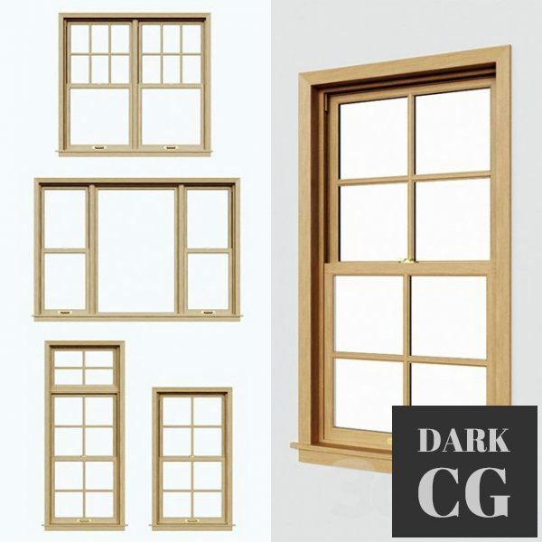 3D Model Sash windows double hung sliding sash