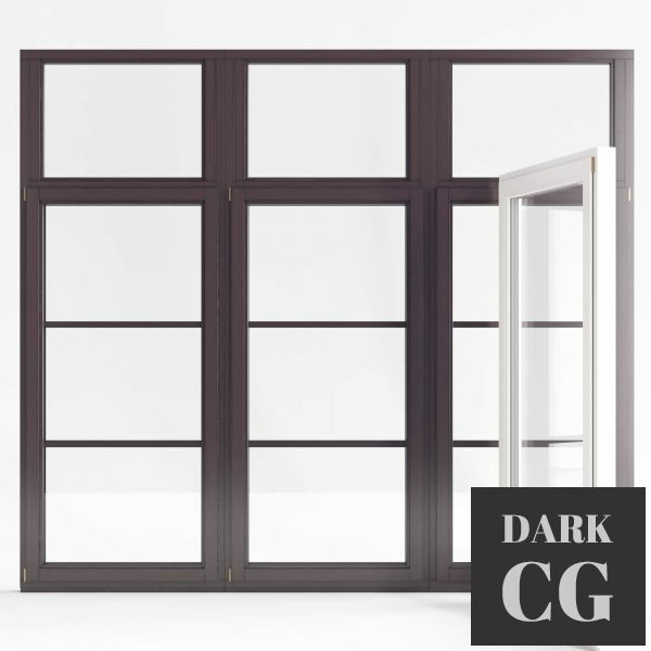 3D Model Wooden double glazed windows
