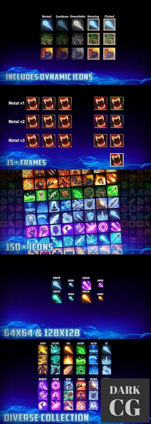 Unreal Engine 150 Fantasy Spell Icons Pack