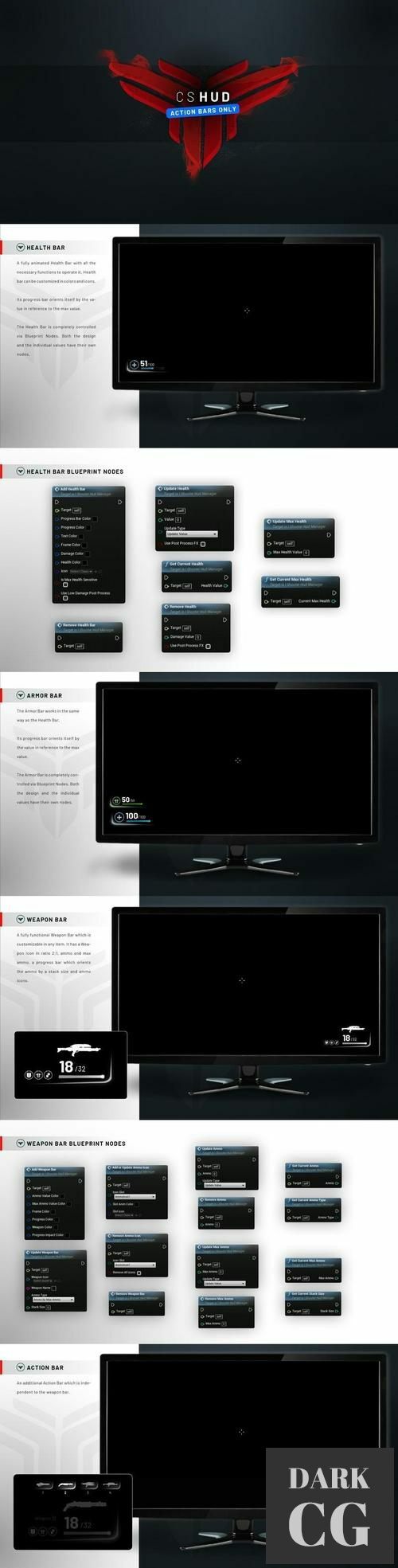 Unreal Engine Competitive Shooter HUD Action Bars Only