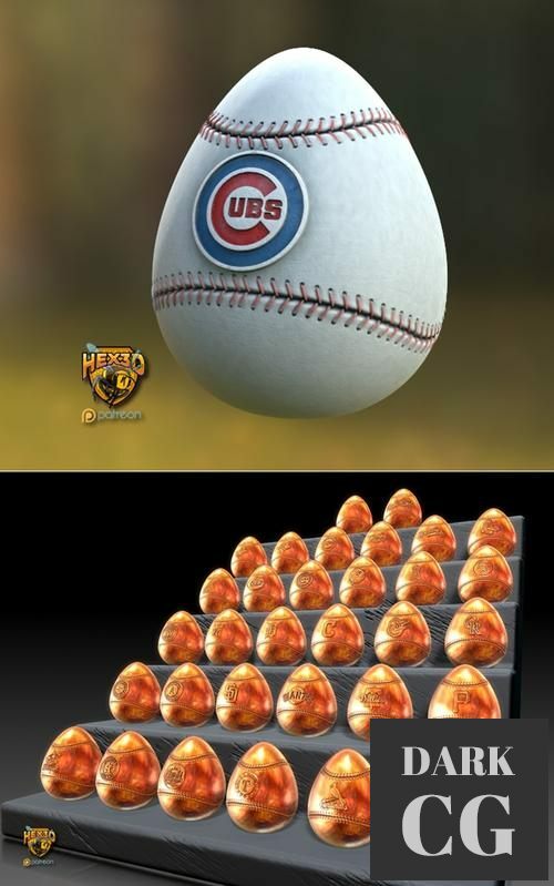 Baseball Easter Eggs Pack1 – 3D Print