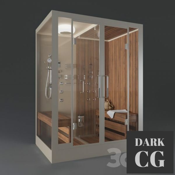 3D Model Cabin with Finnish sauna FRANK F907R right side