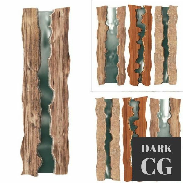 3D Model Wooden slabs with glass