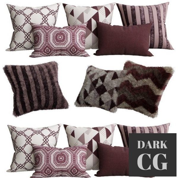 3D Model Purple collection of decorative pillows