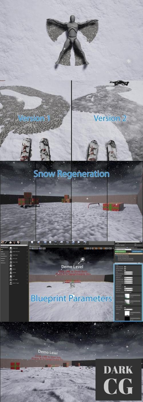 Unreal Engine Dynamic Plane Deformation Blueprint with Snow Demo