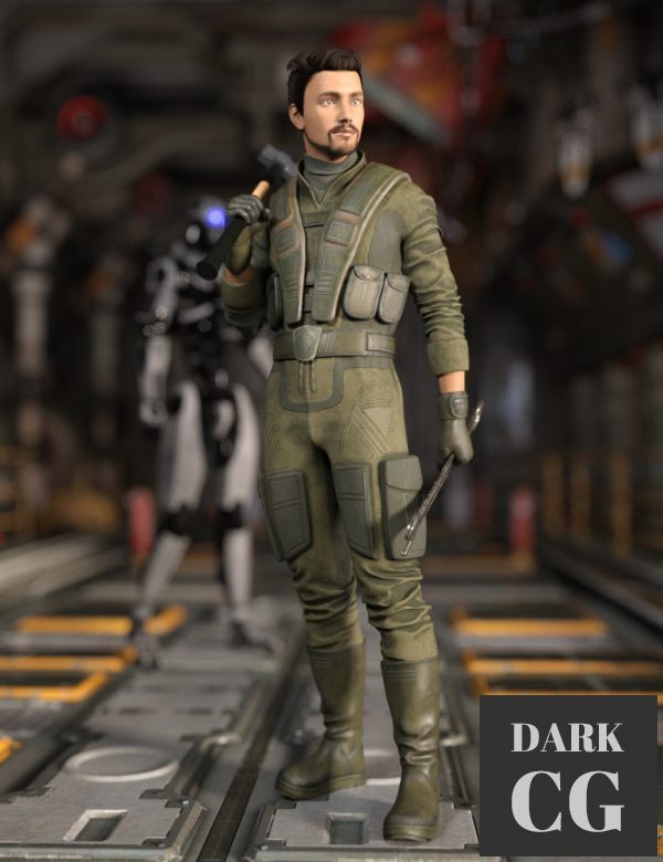 Daz3D, Poser: Sci-Fi Mechanic Outfit for Genesis 8.1 Males