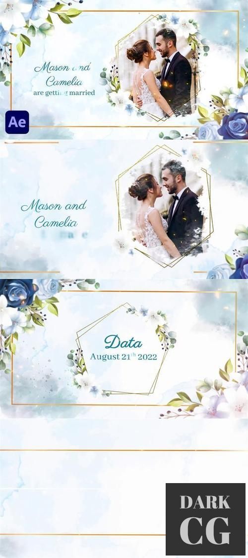 Watercolor and Floral Wedding Invitation 36778280