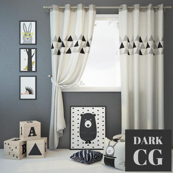 3D Model Curtain and decor 6