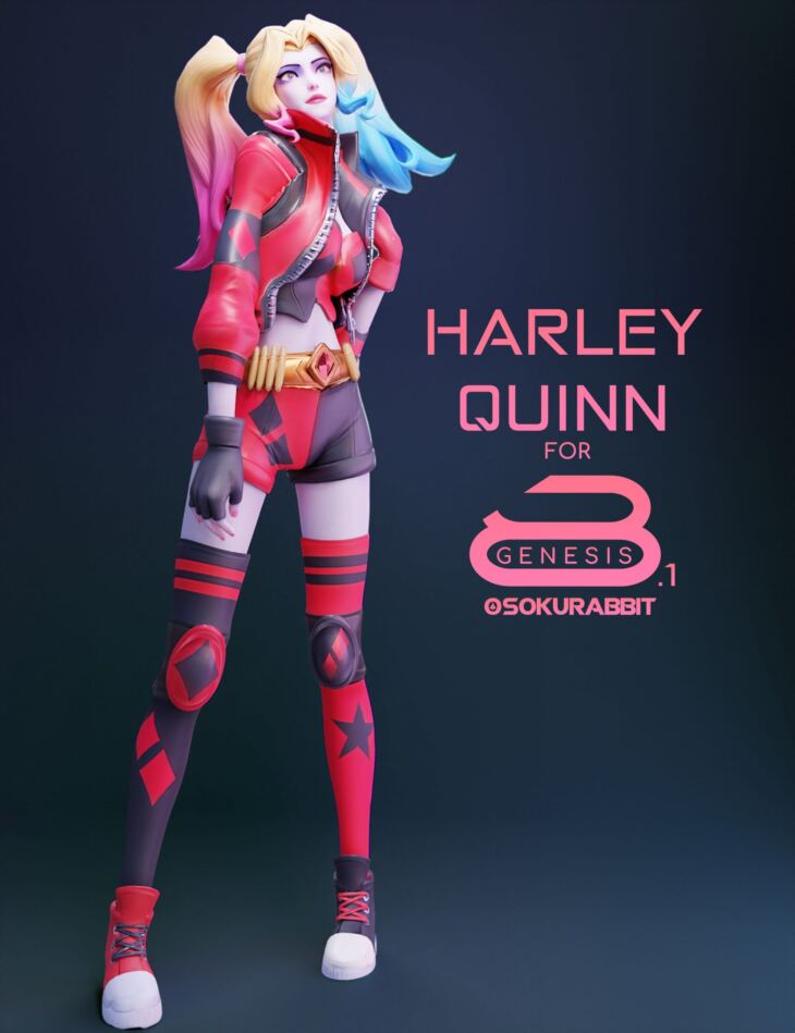 Harley Quinn For Genesis 8 and 8 1 Female
