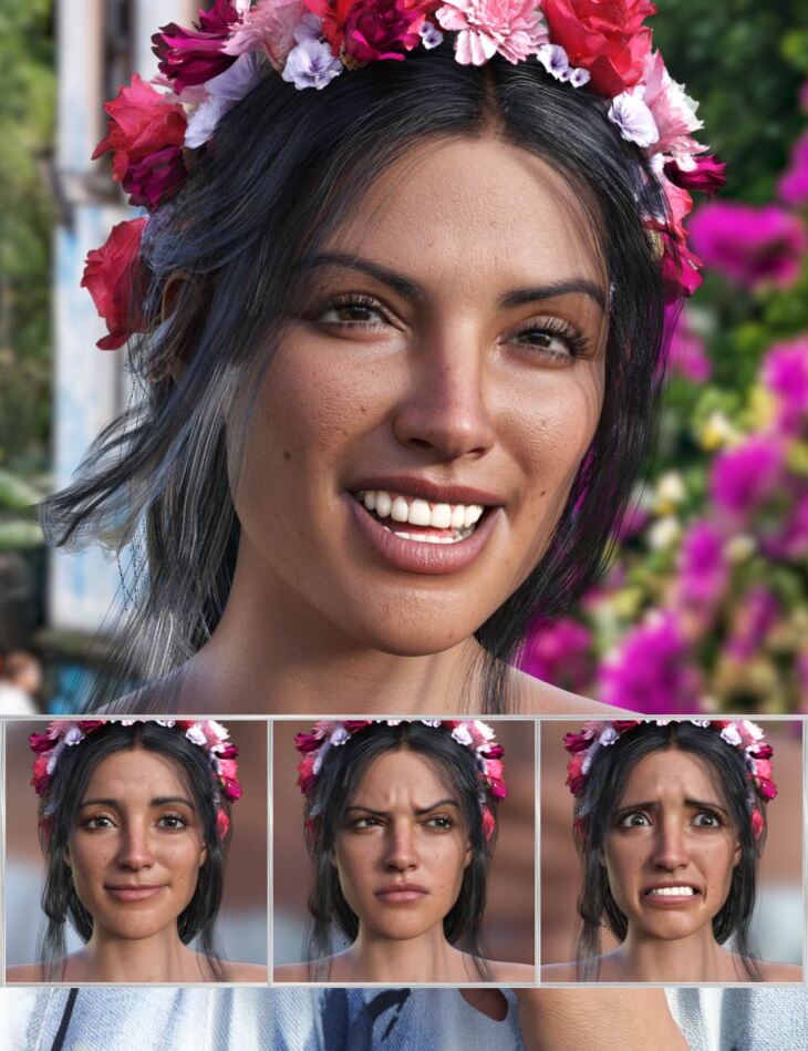 Mexican Girl Expressions for Genesis 8 1 Female and Rosa Maria 8 1