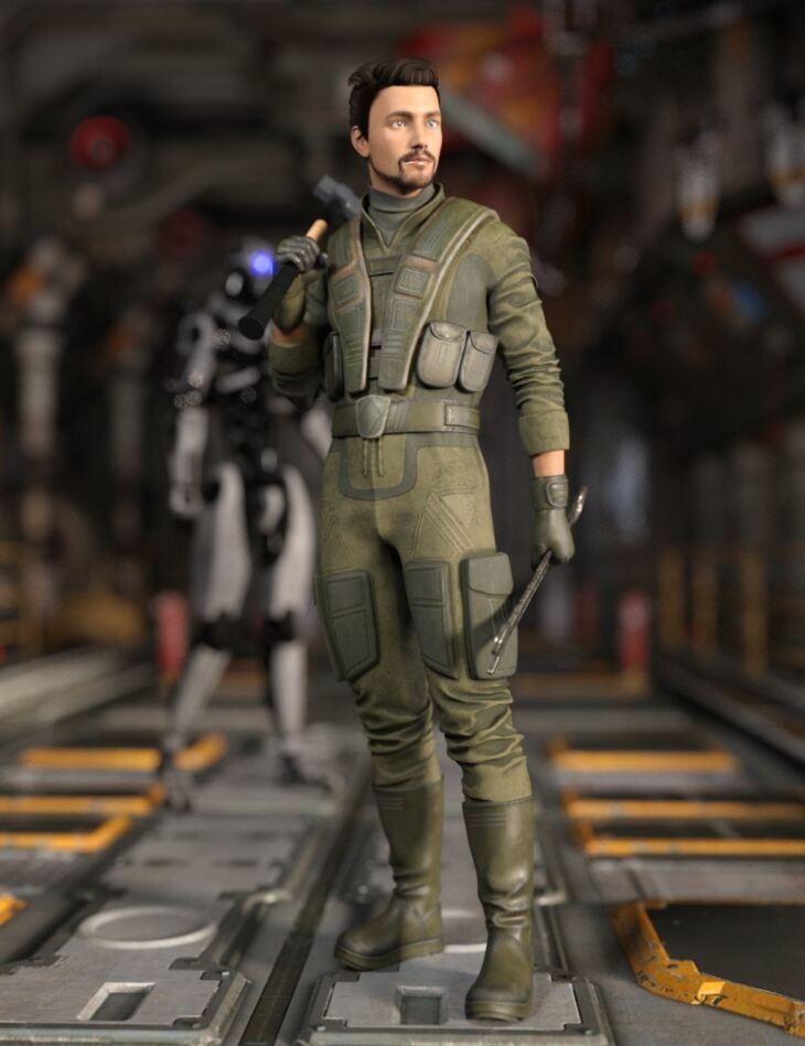 Sci Fi Mechanic Outfit for Genesis 8 1 Males