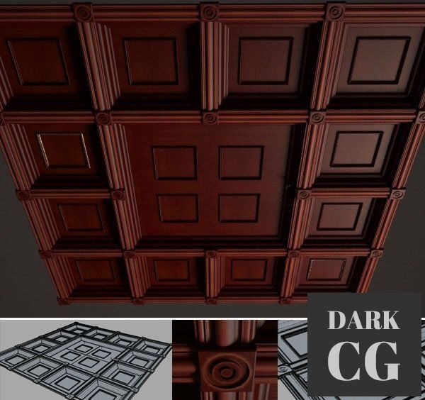 3D Model Coffered ceiling 2