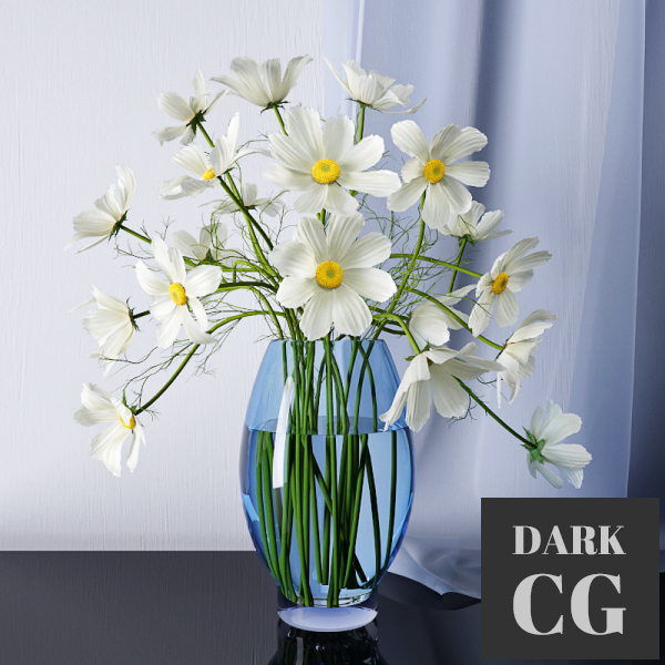 3D Model Daisies in a vase