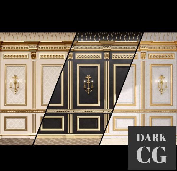 3D Model Boiserie classic panels and Decorative Crafts Wood Sconce