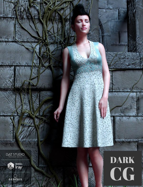 Daz3D, Poser: Peppermint Ivy Dress for Genesis 8 Female(s)