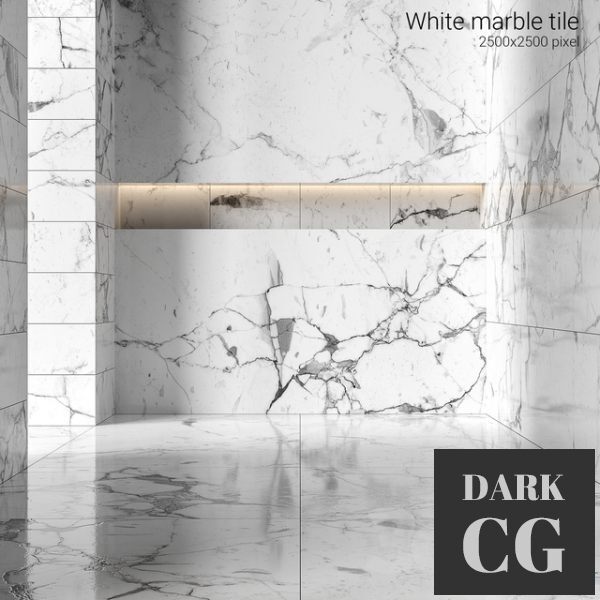 3D Model White marble tiles 4