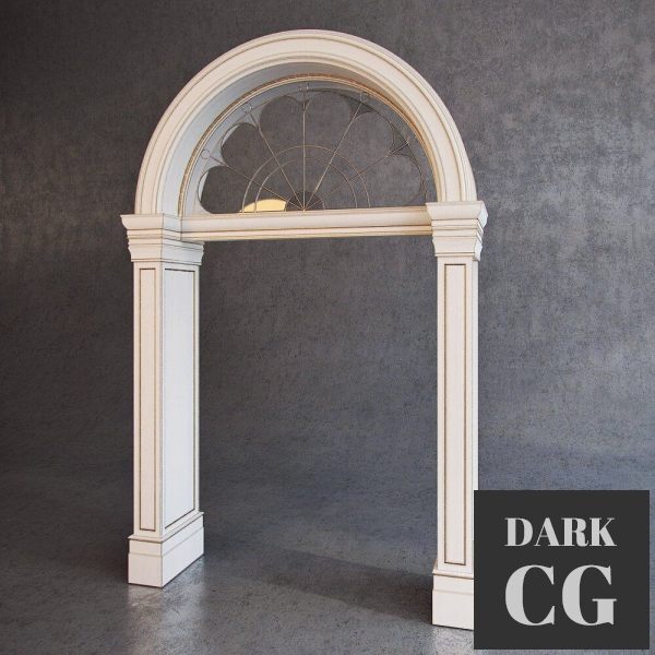3D Model Classic arched portal with stained glass