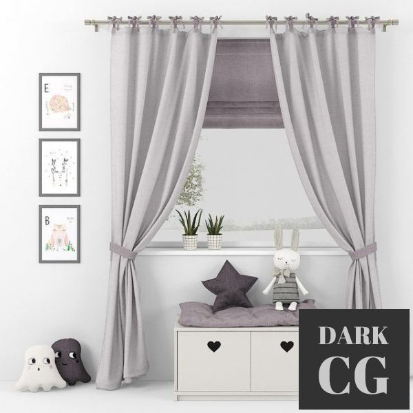 3D Model Curtain and decor 12