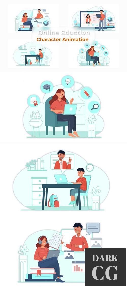 Online Education Character Animation Scene Pack 37071274