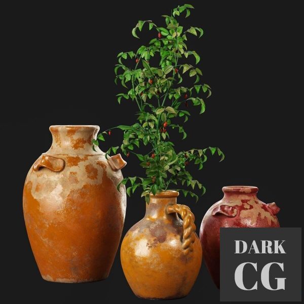 3D Model Pottery Barn Sicily terra cotta vases