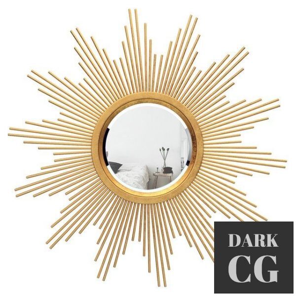 3D Model Glasser metal starburst wall mirror vark 7277