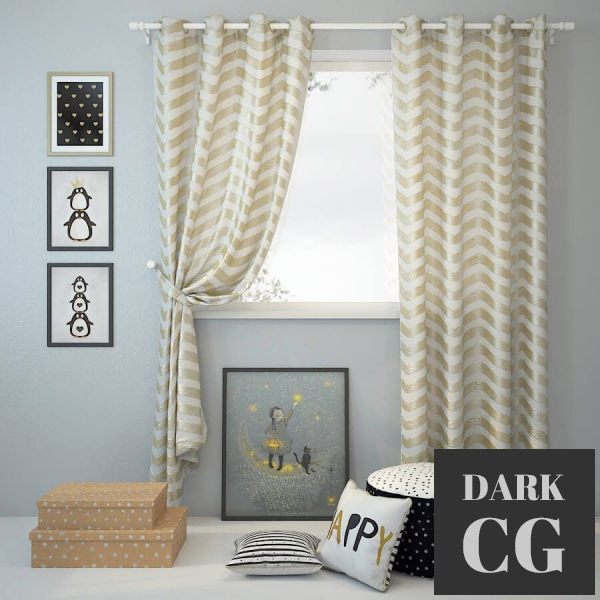 3D Model Curtain and decor 10