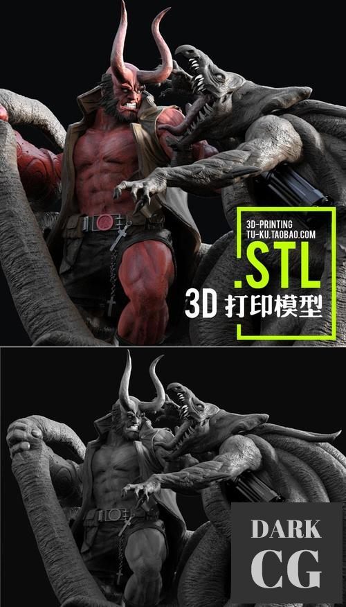 Hellboy Fighting – 3D Print
