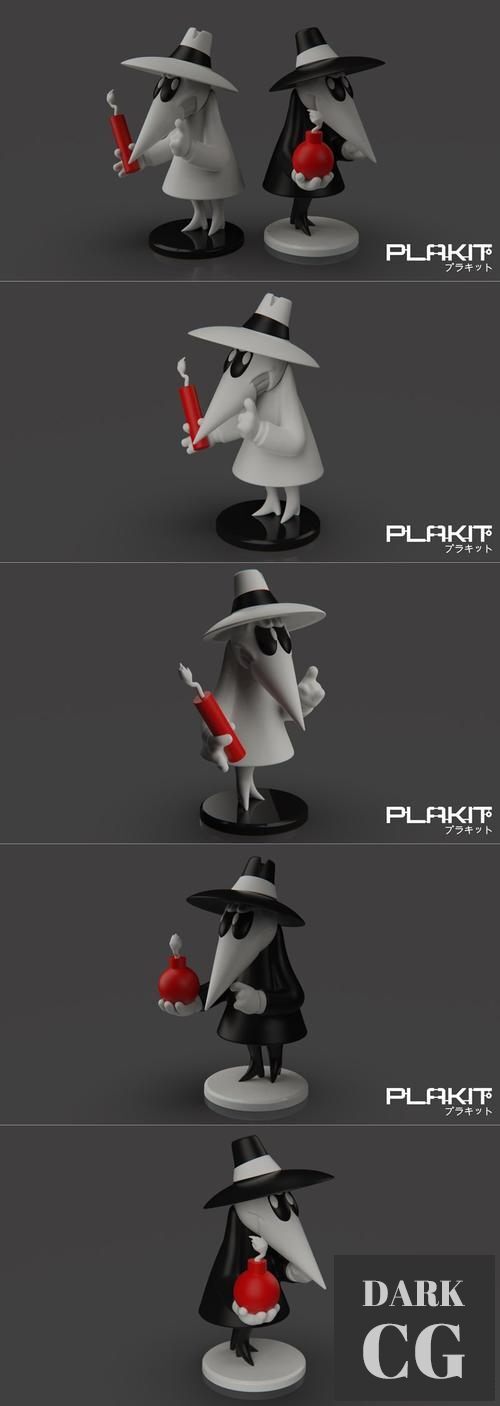 PlaKit Spy Vs Spy Black and White Spy – 3D Print