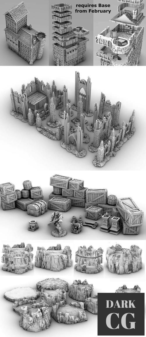 GameScape3D - Ruins Scatter-Inn Expansion - Caves Buttes – 3D Print