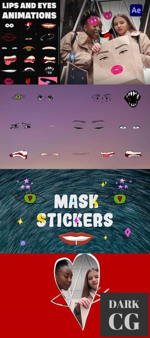 Lips And Eyes Mask Stickers for After Effects 37300814