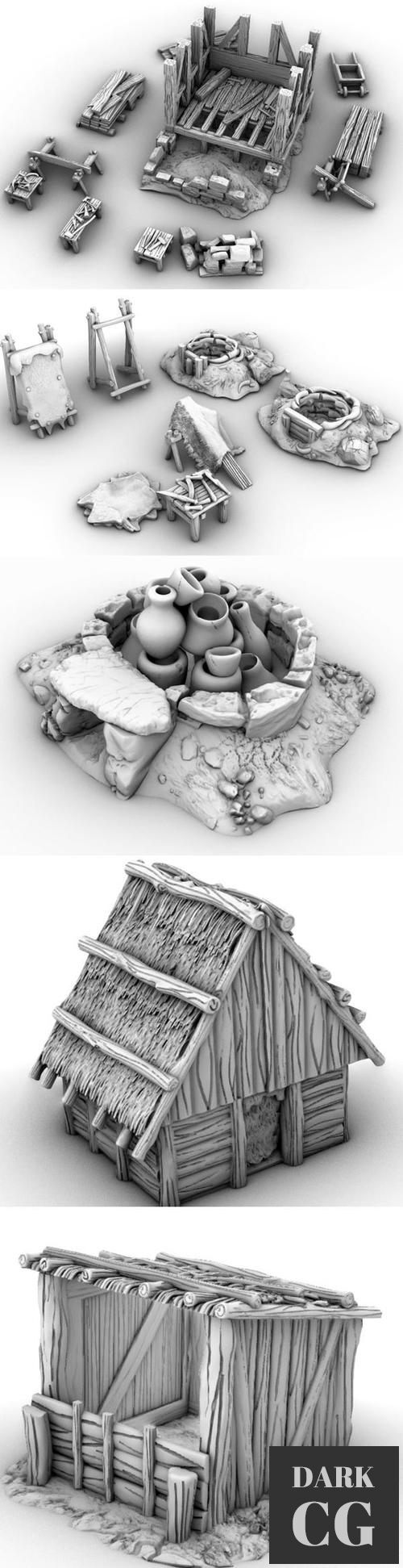 GameScape3D - Village Pieces And Work Sites – 3D Print