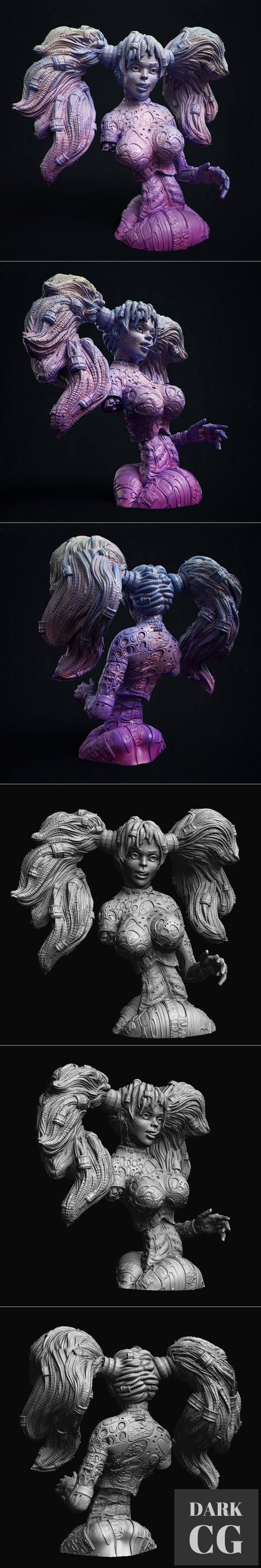 Cyber-girl Vega bust – 3D Print