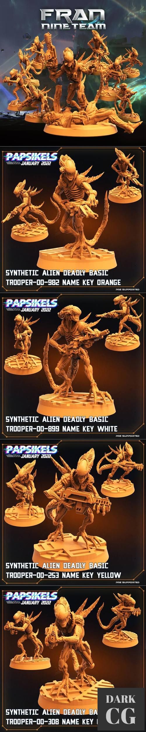 Papsikels Miniatures - Synthentic Aliens - Fran Nine Team January 2022 – 3D Print