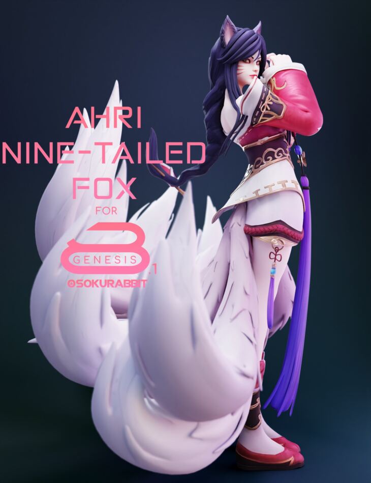 Ahri Nine Tailed Fox For Genesis 8 and 8 1 Female
