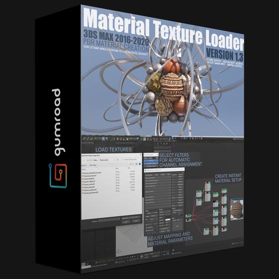 Gumroad Material Texture Loader 1 50 for 3ds Max 2016 2022 Win x64