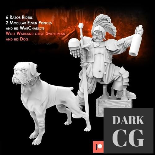 Wolf Warband Great Swordman and His Dog – 3D Print