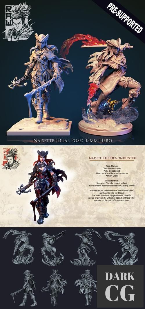 Naisette The Demon Hunter - Idle and Action Pose – 3D Print