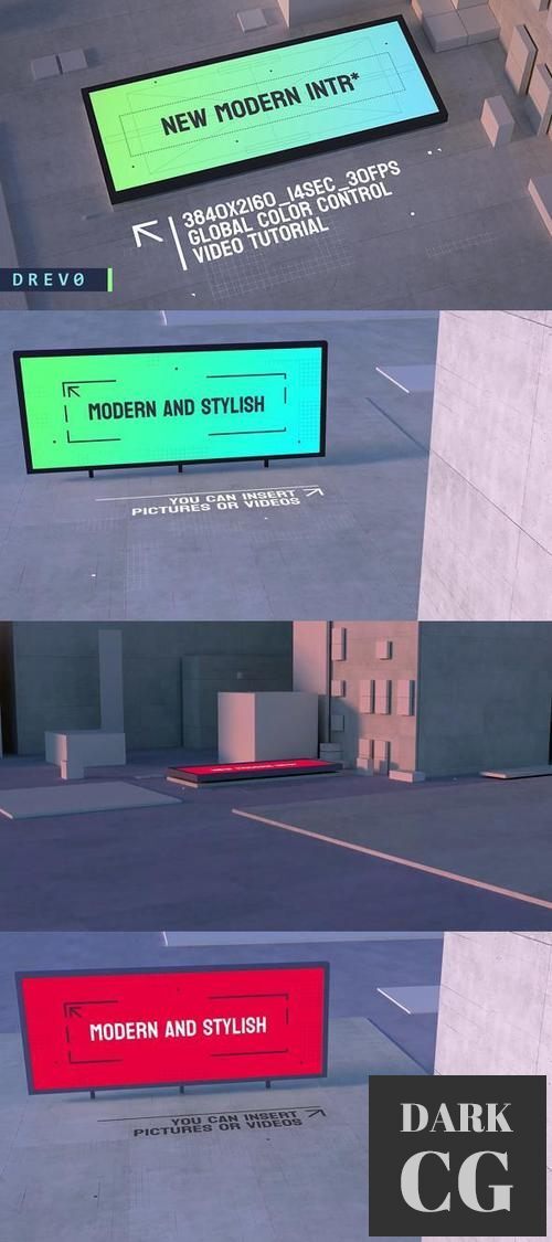 Urban Opener/ Concrete Architecture Video Mockup Busness LED Display City Industrial Real Estate IOS 37868583