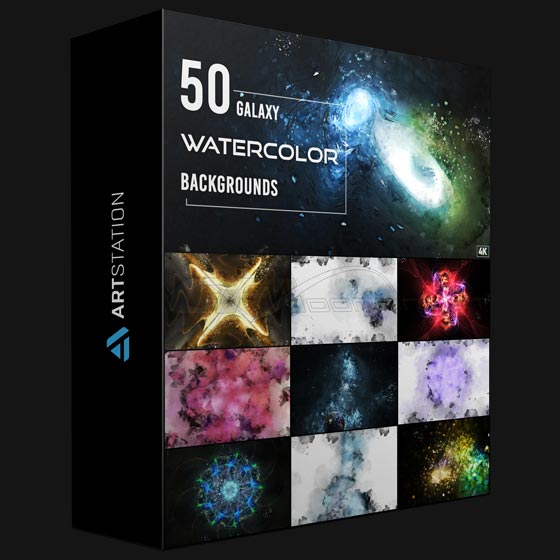 ArtStation 50 Watercolor Galaxy Backgrounds by Eldamar Studio