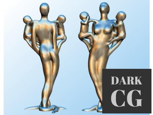 Mother with two Children Sculpt – 3D Print