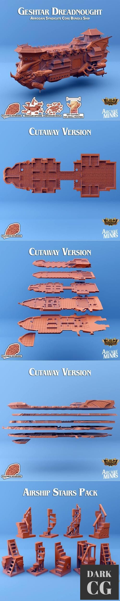 Arcane Minis - Airship - Geshtar Class Dreadnought – 3D Print