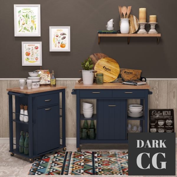 3D Model Aldridge Kitchen Cart