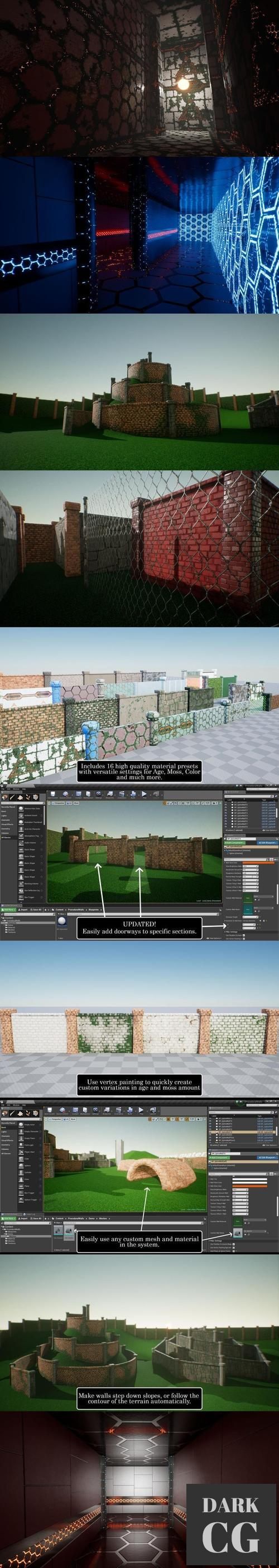 Unreal Engine Procedural Spline Walls System