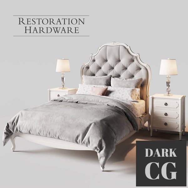 3D Model Restoration Hardware Paulette Tufted Bed