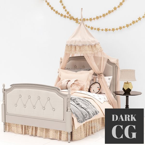 3D Model Pottery Barn Kids Blythe Tufted Bed