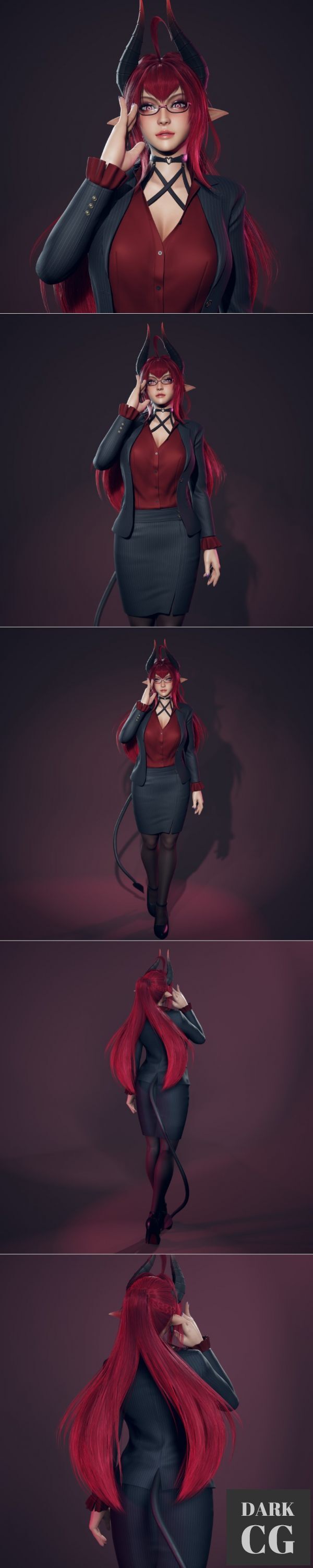 3D Model Daemon Girl Business Suit