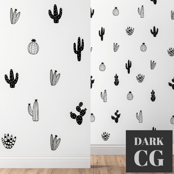 3D Model Kenna Sato Designs Collection Cactus Wall Decals